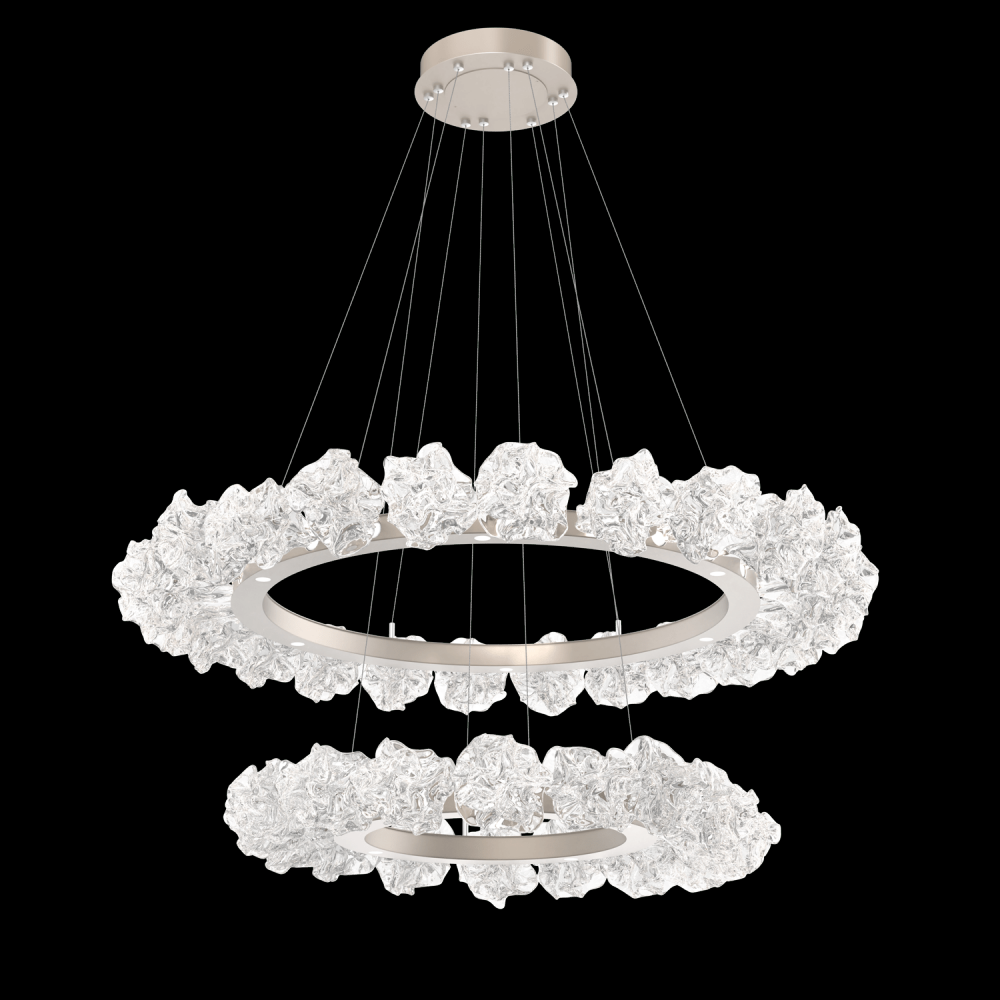 Two Tier Blossom Ring Chandelier - 2B-Metallic Beige Silver