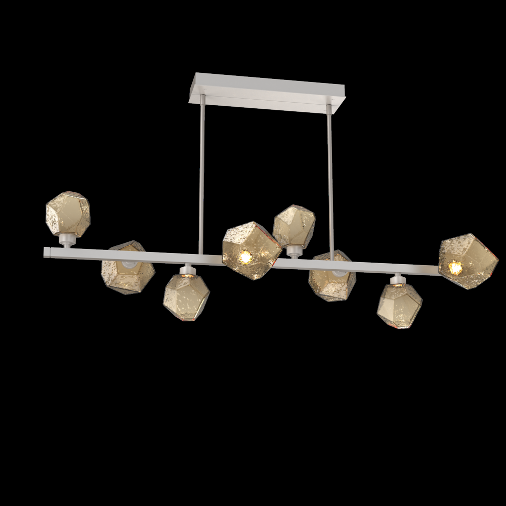 Gem 8pc Twisted Branch-Beige Silver-Bronze Blown Glass-Threaded Rod Suspension-LED 2700K