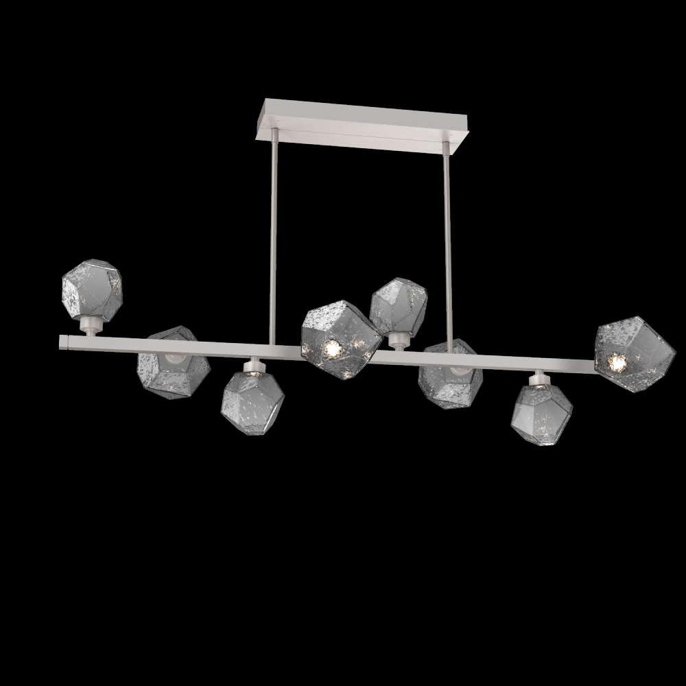 Gem 8pc Twisted Branch-Beige Silver-Smoke Blown Glass-Threaded Rod Suspension-LED 2700K