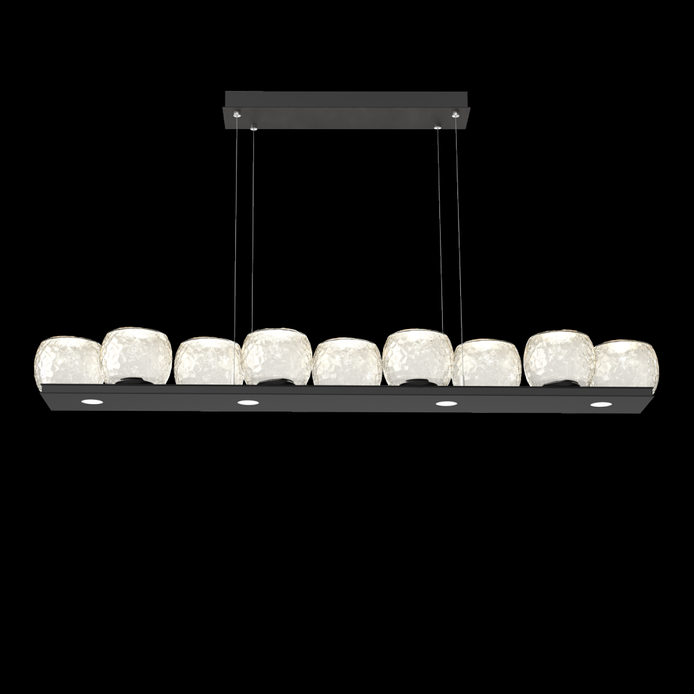 Vessel 59-inch Platform Linear-Matte Black-Amber Blown Glass-Stainless Cable-LED 3000K