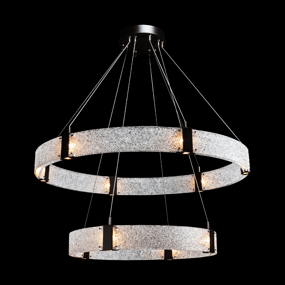 Two Tier Parallel Ring Chandelier-2B-Metallic Beige Silver