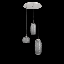 Hammerton CHB0091-03-BS-S-C01-L1 - Vessel 3pc Round Multi-Pendant-Beige Silver-Smoke Blown Glass-Cloth Braided Cord-LED 2700K