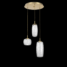 Hammerton CHB0091-03-GB-C-C01-L1 - Vessel 3pc Round Multi-Pendant-Gilded Brass-Clear Blown Glass-Cloth Braided Cord-LED 2700K