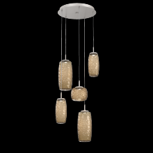 Hammerton CHB0091-05-BS-B-C01-L1 - Vessel 5pc Round Multi-Pendant-Beige Silver-Bronze Blown Glass-Cloth Braided Cord-LED 2700K