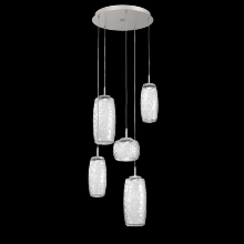 Hammerton CHB0091-05-BS-C-C01-L1 - Vessel 5pc Round Multi-Pendant-Beige Silver-Clear Blown Glass-Cloth Braided Cord-LED 2700K