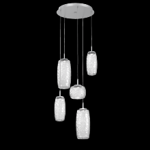 Hammerton CHB0091-05-CS-C-C01-L1 - Vessel 5pc Round Multi-Pendant-Classic Silver-Clear Blown Glass-Cloth Braided Cord-LED 2700K