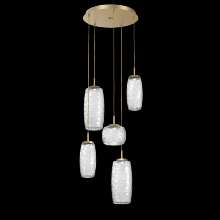 Hammerton CHB0091-05-GB-C-C01-L1 - Vessel 5pc Round Multi-Pendant-Gilded Brass-Clear Blown Glass-Cloth Braided Cord-LED 2700K