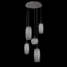 Hammerton CHB0091-05-GP-S-C01-L1 - Vessel 5pc Round Multi-Pendant-Graphite-Smoke Blown Glass-Cloth Braided Cord-LED 2700K