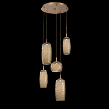 Hammerton CHB0091-05-NB-B-C01-L1 - Vessel 5pc Round Multi-Pendant-Novel Brass-Bronze Blown Glass-Cloth Braided Cord-LED 2700K