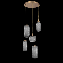 Hammerton CHB0091-05-NB-S-C01-L1 - Vessel 5pc Round Multi-Pendant-Novel Brass-Smoke Blown Glass-Cloth Braided Cord-LED 2700K