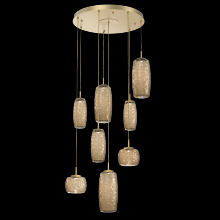 Hammerton CHB0091-08-GB-B-C01-L1 - Vessel 8pc Round Multi-Pendant-Gilded Brass-Bronze Blown Glass-Cloth Braided Cord-LED 2700K