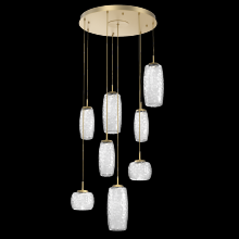 Hammerton CHB0091-08-GB-C-C01-L1 - Vessel 8pc Round Multi-Pendant-Gilded Brass-Clear Blown Glass-Cloth Braided Cord-LED 2700K