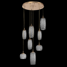 Hammerton CHB0091-08-NB-S-C01-L1 - Vessel 8pc Round Multi-Pendant-Novel Brass-Smoke Blown Glass-Cloth Braided Cord-LED 2700K