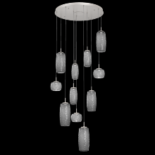 Hammerton CHB0091-11-BS-S-C01-L1 - Vessel 11pc Round Multi-Pendant-Beige Silver-Smoke Blown Glass-Cloth Braided Cord-LED 2700K