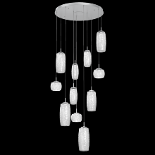 Hammerton CHB0091-11-CS-C-C01-L1 - Vessel 11pc Round Multi-Pendant-Classic Silver-Clear Blown Glass-Cloth Braided Cord-LED 2700K