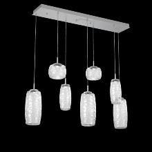 Hammerton PLB0091-07-CS-C-C01-L3 - Vessel 7pc Linear Multi-Pendant-Classic Silver-Clear Blown Glass-Cloth Braided Cord-LED 3000K