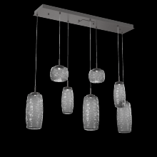 Hammerton PLB0091-07-GP-S-C01-L3 - Vessel 7pc Linear Multi-Pendant-Graphite-Smoke Blown Glass-Cloth Braided Cord-LED 3000K