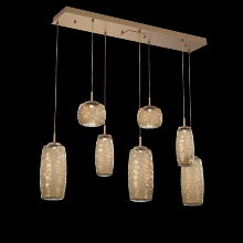 Hammerton PLB0091-07-NB-B-C01-L3 - Vessel 7pc Linear Multi-Pendant-Novel Brass-Bronze Blown Glass-Cloth Braided Cord-LED 3000K