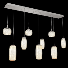 Hammerton PLB0091-09-BS-A-C01-L1 - Vessel 9pc Linear Multi-Pendant-Beige Silver-Amber Blown Glass-Cloth Braided Cord-LED 2700K