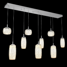 Hammerton PLB0091-09-CS-A-C01-L1 - Vessel 9pc Linear Multi-Pendant-Classic Silver-Amber Blown Glass-Cloth Braided Cord-LED 2700K