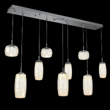 Hammerton PLB0091-09-GM-A-C01-L3 - Vessel 9pc Linear Multi-Pendant-Gunmetal-Amber Blown Glass-Cloth Braided Cord-LED 3000K