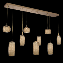 Hammerton PLB0091-09-NB-B-C01-L3 - Vessel 9pc Linear Multi-Pendant-Novel Brass-Bronze Blown Glass-Cloth Braided Cord-LED 3000K