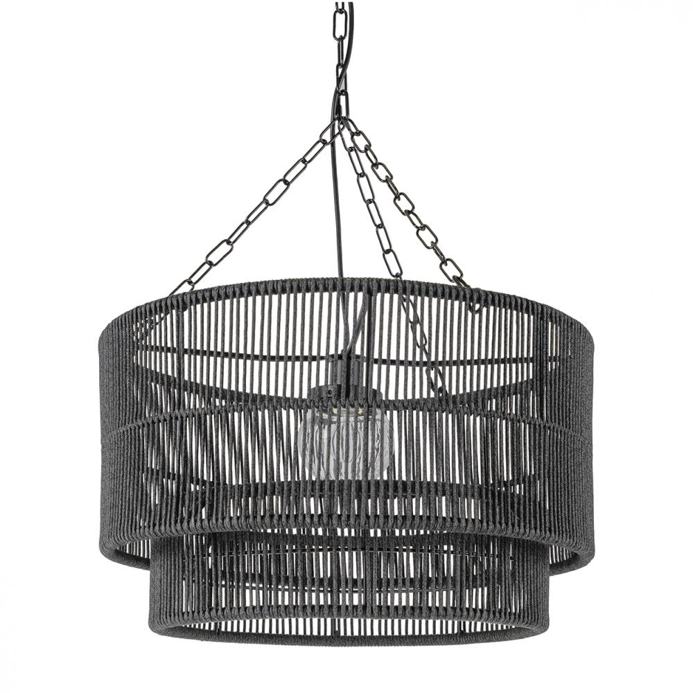 Tanner Outdoor Pendant Drum Black