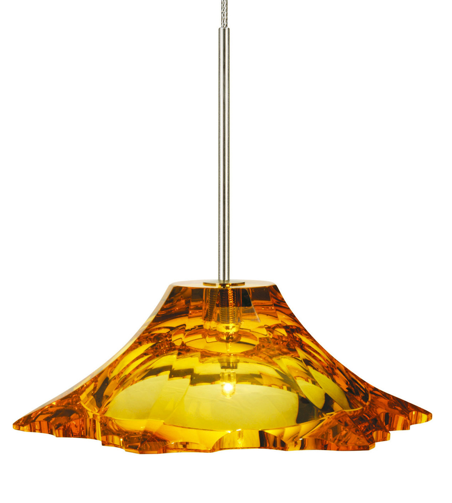 Pendant Peak Crystal Amber Satin Nickel G4 Xenon 20W Monopoint Canopy