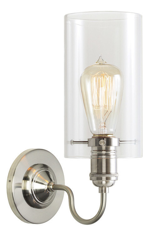 Wall Sconce Retro Cylinder Clear Satin Nickel E26 Retro Bulb 60W