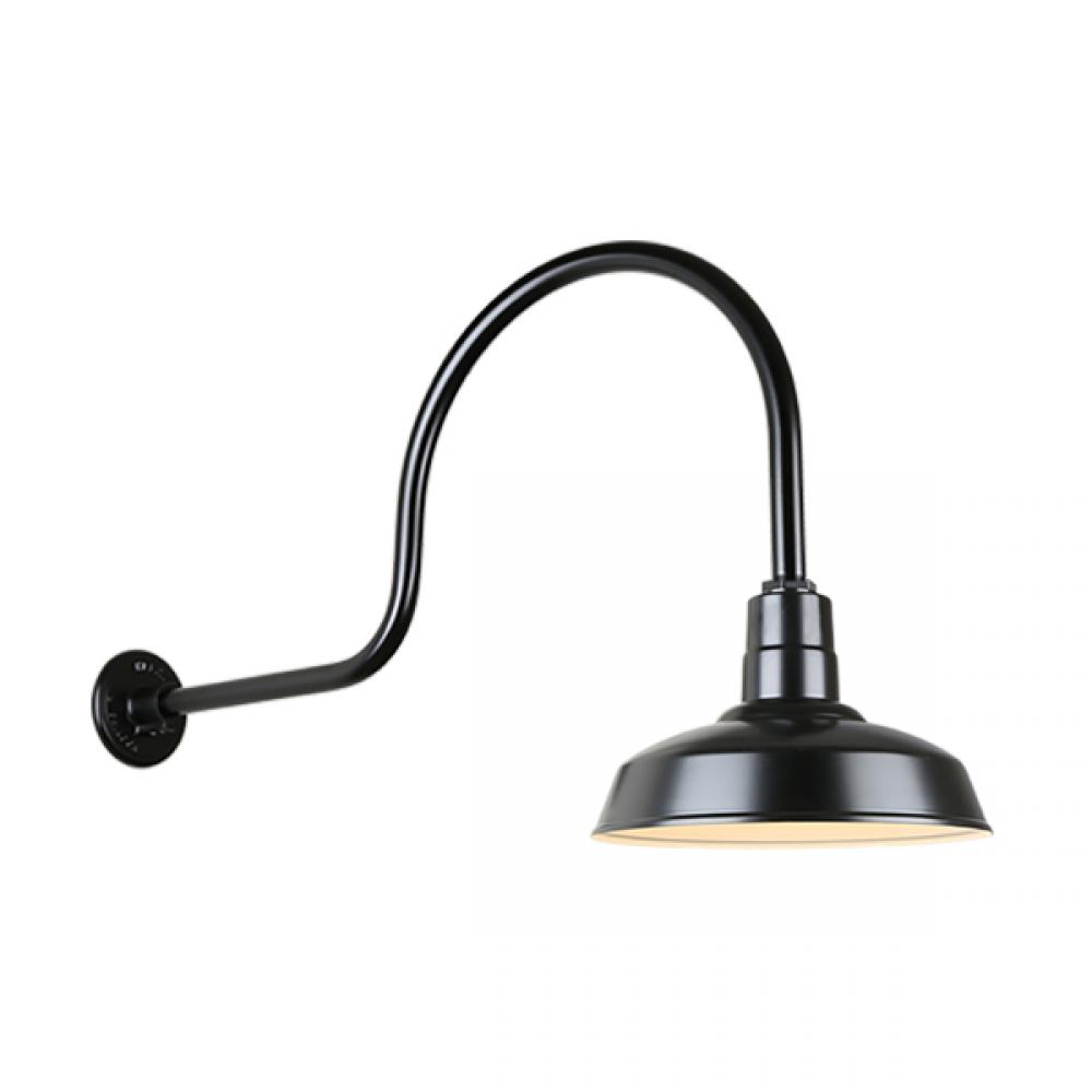 14" Gooseneck Light Warehouse Shade, QSNHL-C Arm