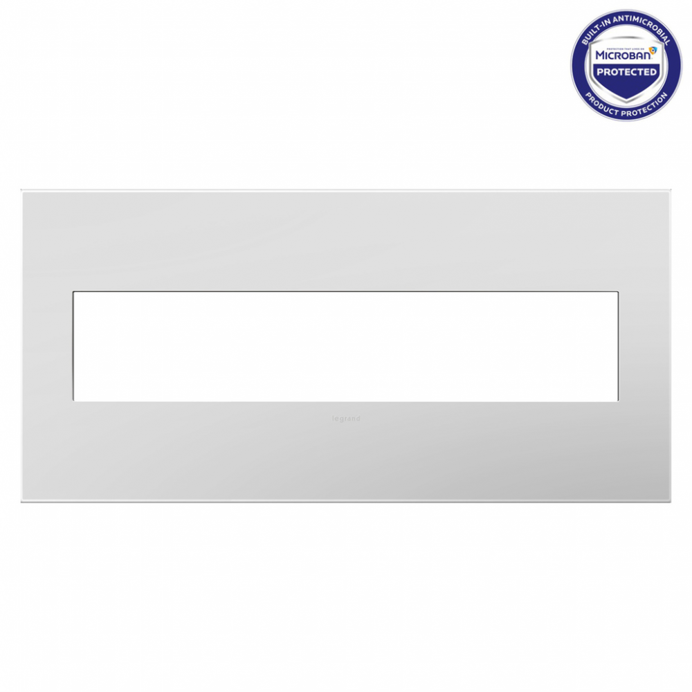 adorne® Gloss White-on-White Five-Gang Screwless Wall Plate with Microban®