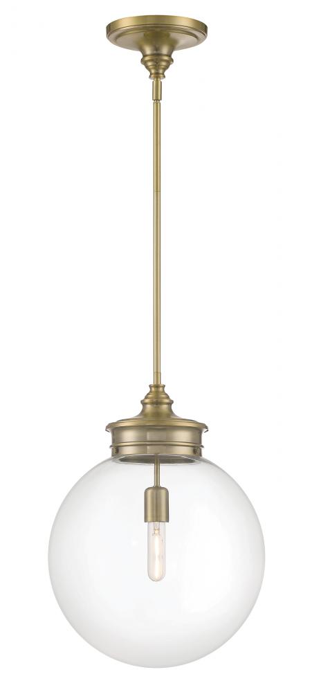 Emma 1-Light Glass Pendant - Antique Brass