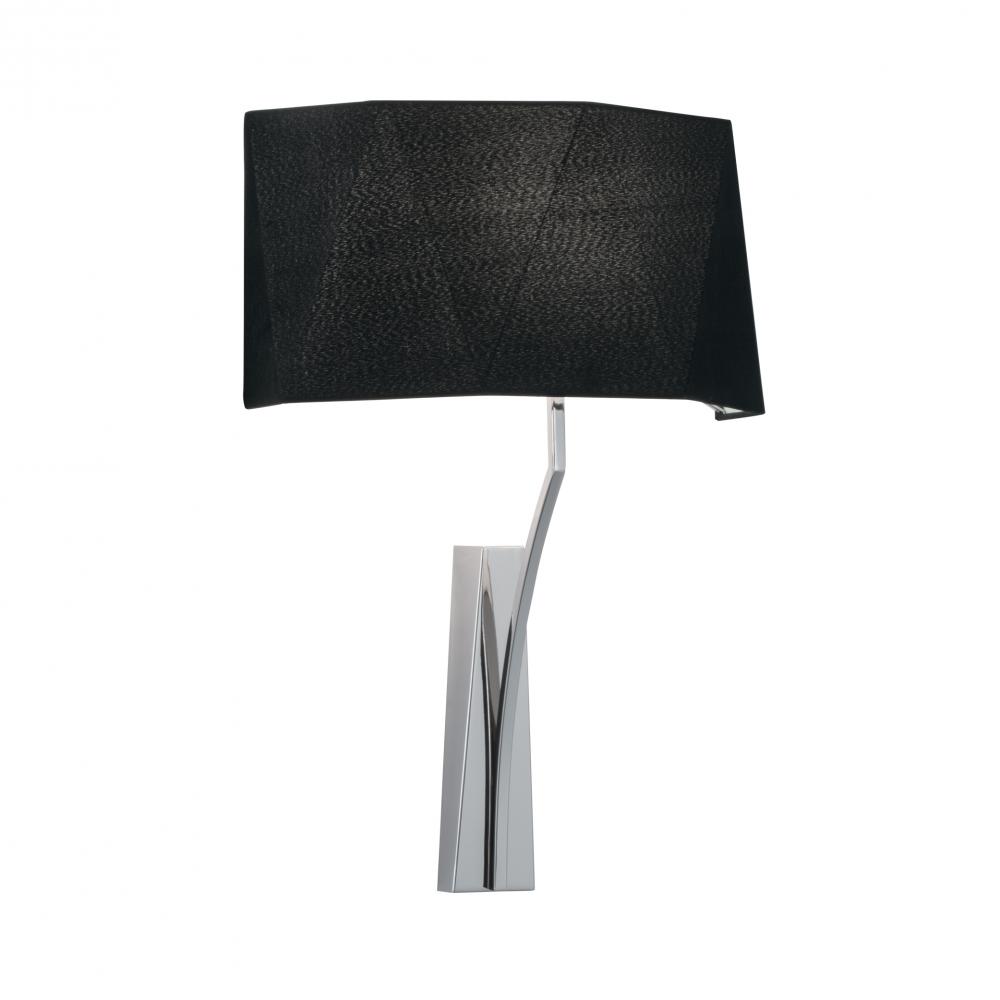 Diamond Wide Wall Sconce - Polished Nickel with Black Shade