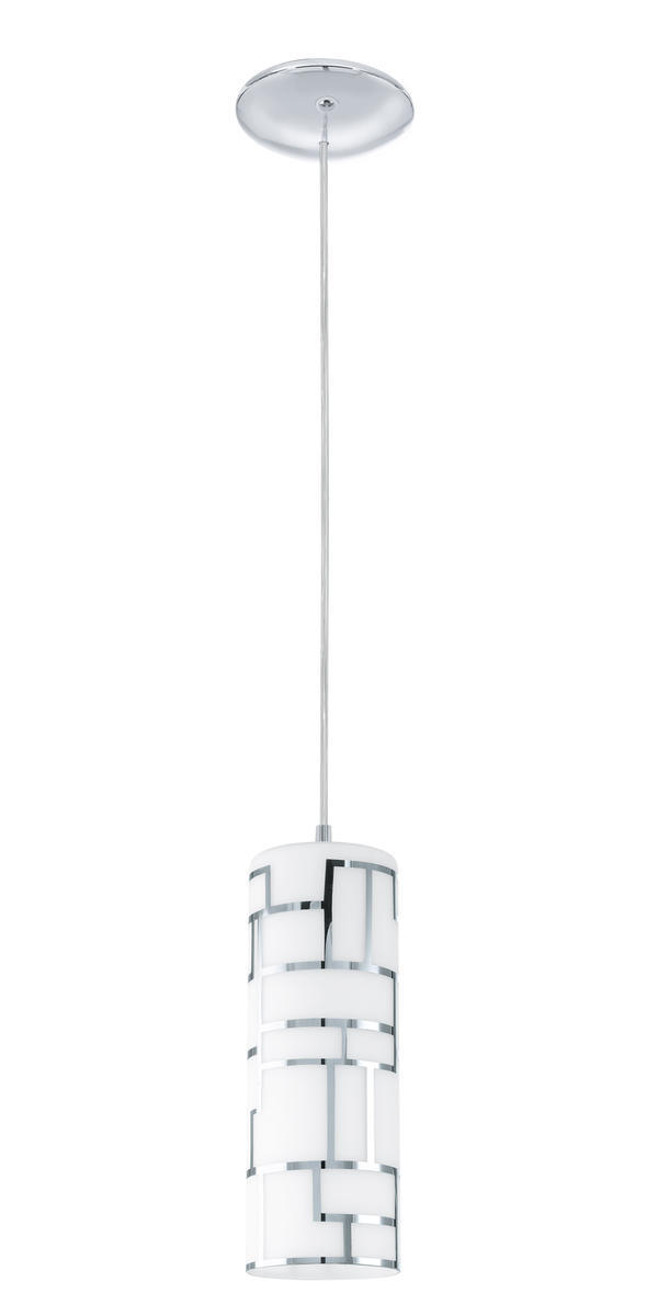 1x60W Mini Pendant With Chrome Finish & White Décor Glass