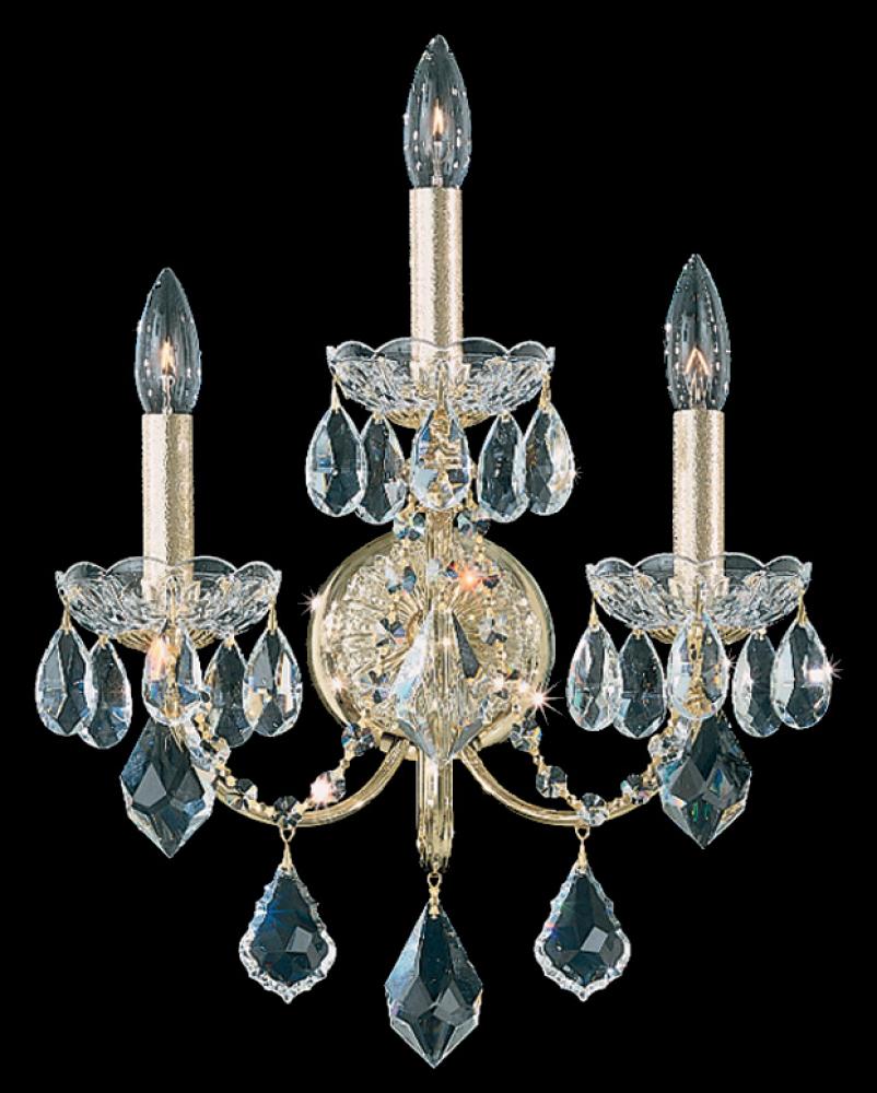 Century 3 Light 120V Wall Sconce in Aurelia with Heritage Handcut Crystal