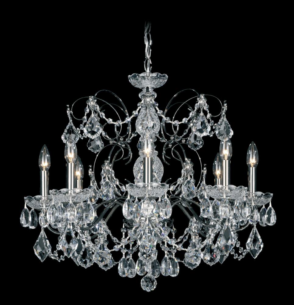 Century 8 Light 120V Chandelier in Black  with Heritage Handcut Crystal