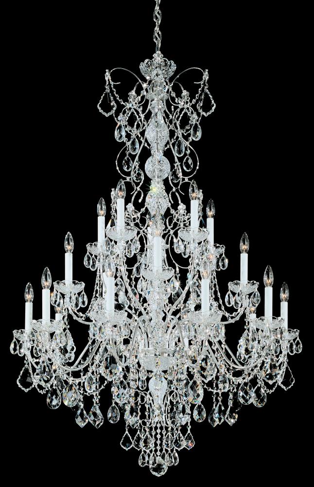 Century 20 Light 120V Chandelier in Antique Silver with Heritage Handcut Crystal