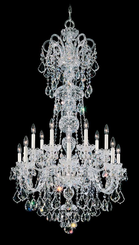 Olde World 14 Light 120V Chandelier in Polished Silver with Clear Radiance Crystal