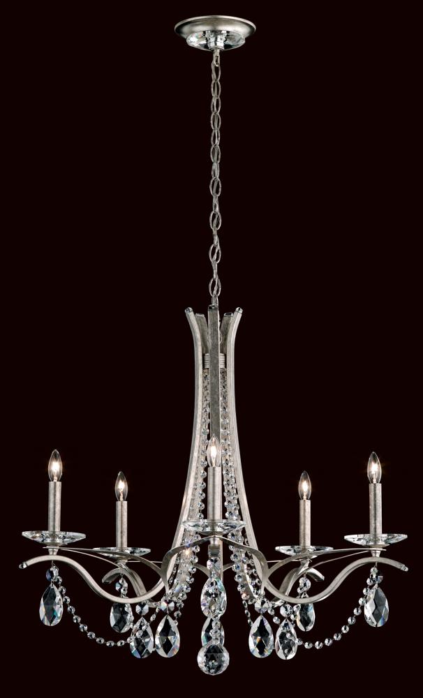 Vesca 5 Light 120V Chandelier in Antique Silver with Clear Heritage Handcut Crystal