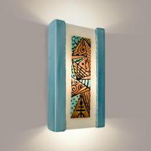 A-19 RE103-TC-TQ-WET - Abstract Wall Sconce Teal Crackle and Turquoise (Outdoor/WET Location)