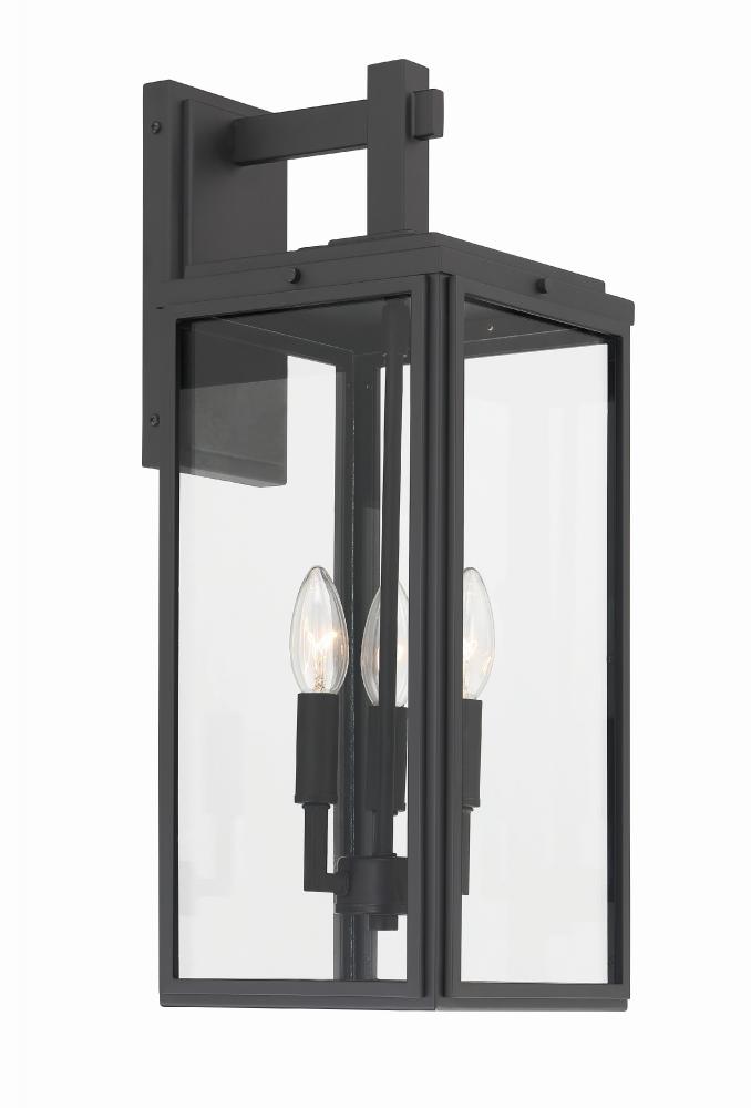 Byron 3 Light Matte Black Outdoor Sconce