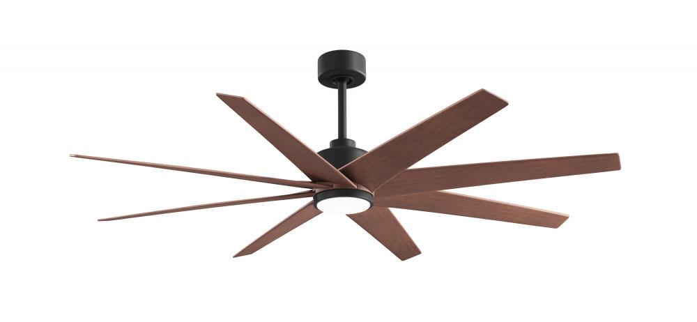 Ariella 8-blade ceiling fan in Matte Black and Walnut Tone blades