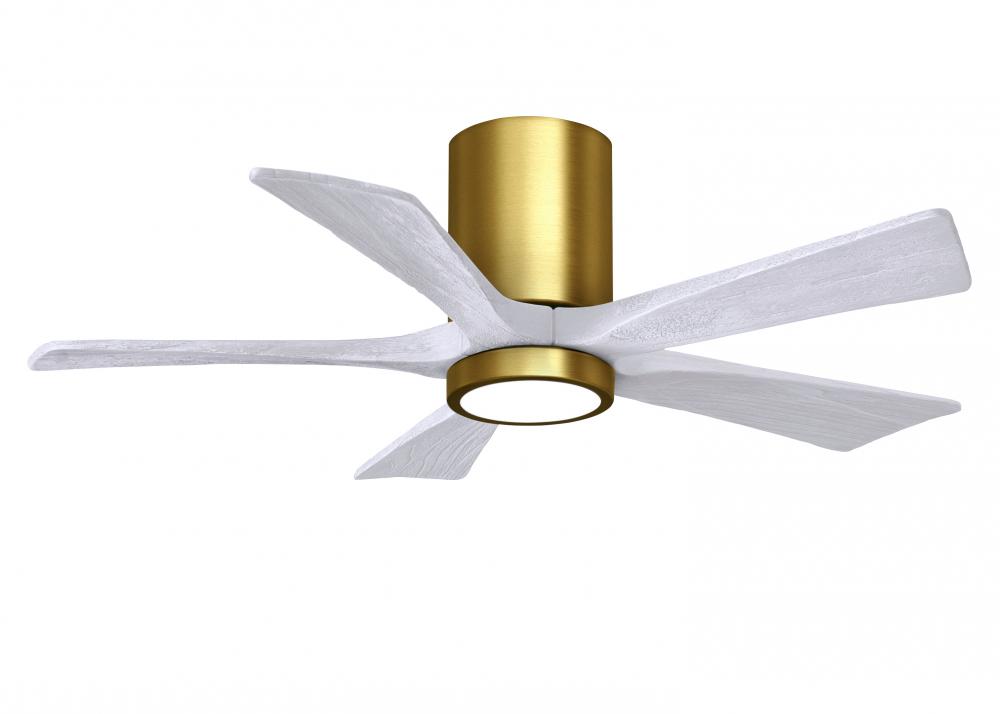 IR5HLK five-blade flush mount paddle fan in Brushed Brass finish with 42” solid matte black wood