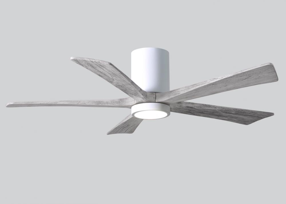 IR5HLK five-blade flush mount paddle fan in Gloss White finish with 52” solid barn wood tone bla