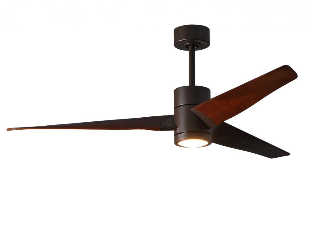 Super Janet three-blade ceiling fan in Textured Bronze finish with 60” solid walnut tone blades