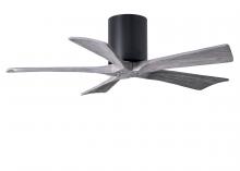 Matthews Fan Company IR5H-BK-BW-42 - Irene-5H five-blade flush mount paddle fan in Matte Black finish with 42” solid barn wood tone b