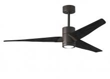 Matthews Fan Company SJ-TB-BK-60 - Super Janet three-blade ceiling fan in Textured Bronze finish with 60” solid matte blade wood bl