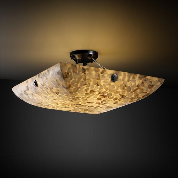 18" Semi-Flush Bowl w/ Pair Square Finials