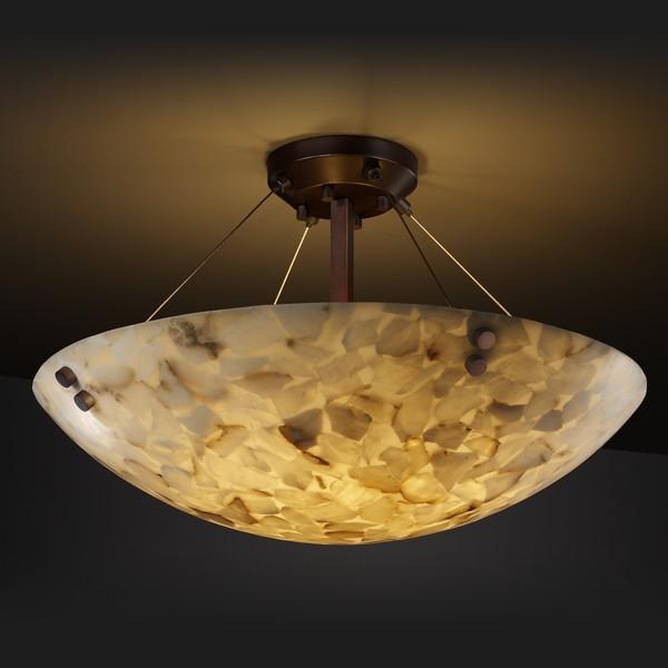 24" LED Semi-Flush Bowl w/ LARGE SQUARE W/ POINT FINIALS