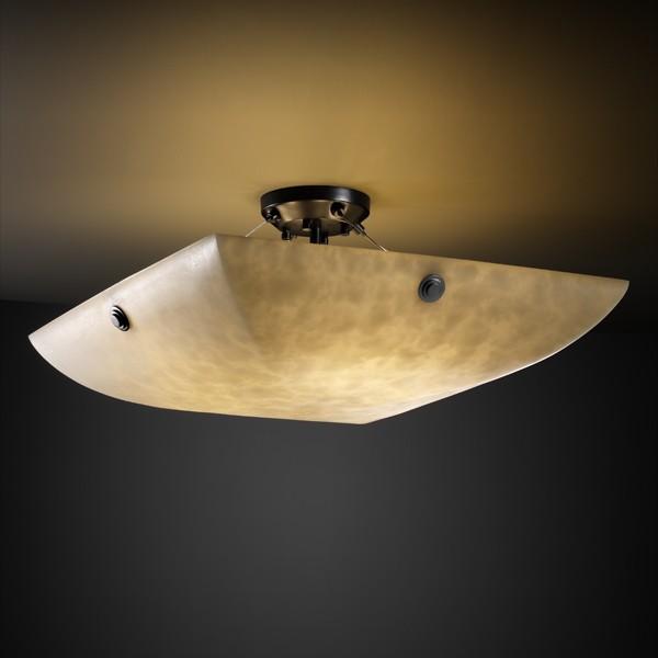 18" LED Semi-Flush Bowl w/ Pair Cylindrical Finials